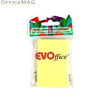 Самозалепващи листчета EVOffice 50x75 mm, 100 л. Жълти