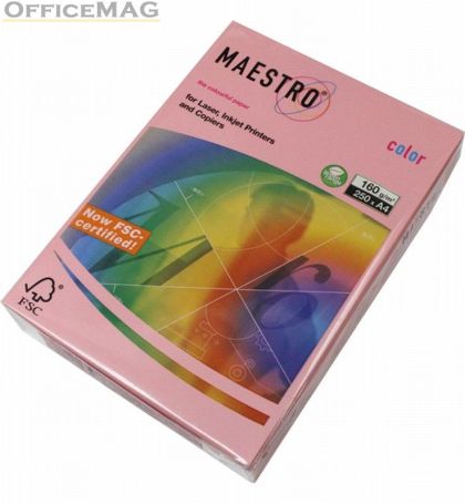 Цветен картон Maestro Color Розов пастел, А4, 250 л. 160 g/m2