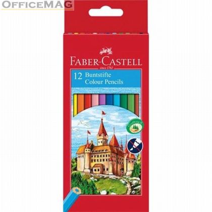 Цветни моливи Faber-Castell Castle Шестоъгълни, 12 цвята