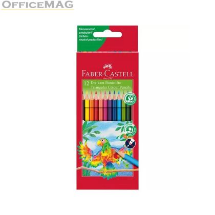 Цветни моливи Faber-Castell Триъгълни, 12 цвята