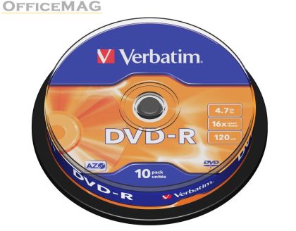 Медия Verbatim DVD-R AZO 4.7GB 16X MATT SILVER SURFACE (10 PACK)