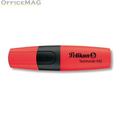 Текст маркер Pelikan 490 Скосен връх 1-5 mm Червен