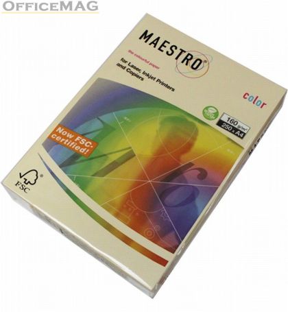 Цветен картон Maestro Color Крем, А4, 250 л. 160 g/m2