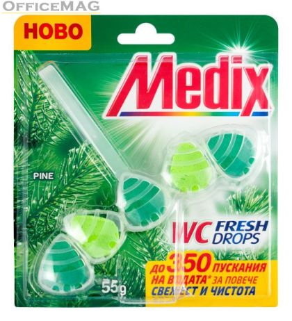 Ароматизатор за тоалетна Medix WC Fresh Drops Блокче, комплект 55 g, Pine