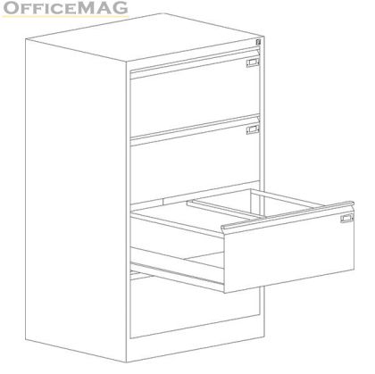 Шкаф за висящи папки Malow File Locker SZK302E Двоен с 4 чекмеджета, 77.5x63x128.5 cm, Сив