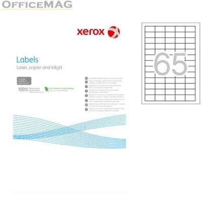 Етикети Xerox Бели, обли ъгли, 38.1х21.2 mm A4 100 л. 65 етик./лист