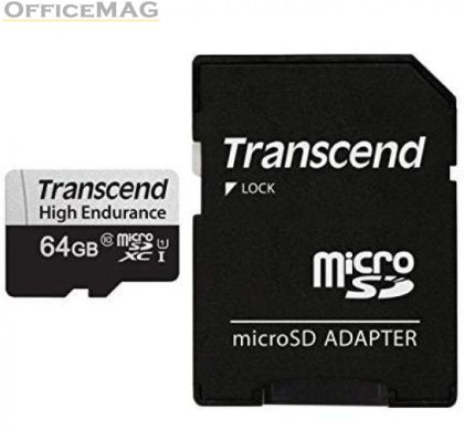 Памет Transcend 64GB micro SD w/ adapter U1, High Endurance