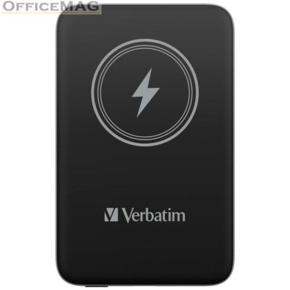 Външна батерия Verbatim MCP-10BK Power Pack 10000 mAh with UBS-C® PD 20W / Magnetic Wireless Charging 15W Black