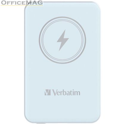 Външна батерия Verbatim MCP-5BE Power Pack 5000 mAh with UBS-C® PD 20W / Magnetic Wireless Charging 15W Blue