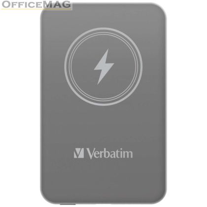 Външна батерия Verbatim MCP-5GY Power Pack 5000 mAh with UBS-C® PD 20W / Magnetic Wireless Charging 15W Grey