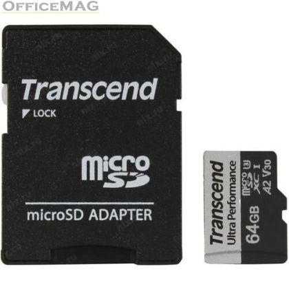 Памет Transcend 64GB micro SD with adapter UHS-I U3 A2 Ultra Performance