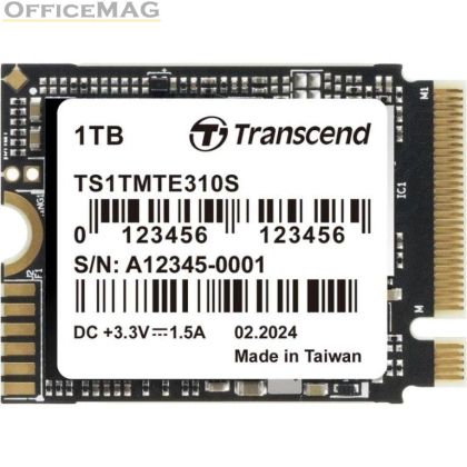 Твърд диск Transcend 1TB, M.2 2230, PCIe Gen4x4, NVMe, 3D TLC, DRAM-less