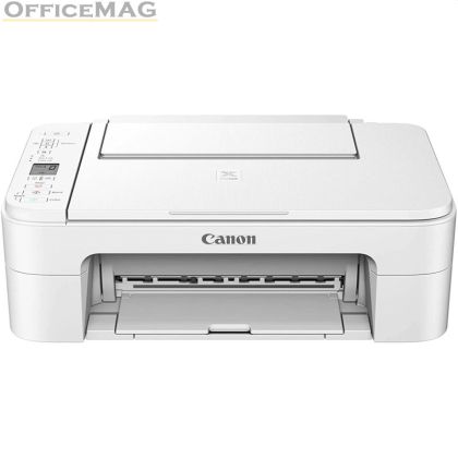 Мастилоструйно многофункционално устройство Canon PIXMA TS3351 All-In-One, White + Canon Photo Cube and Frame + PP-201 5x5” Photo Paper Plus Glossy II (40 sheets) - Creative Pack, Pink