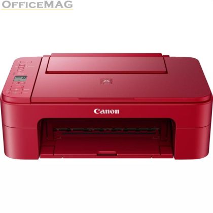 Мастилоструйно многофункционално устройство Canon PIXMA TS3352 All-In-One, Red + Canon Photo Cube and Frame + PP-201 5x5” Photo Paper Plus Glossy II (40 sheets) - Creative Pack, Pink