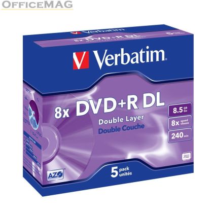 Медия Verbatim DVD+R DOUBLE LAYER 8.5GB 8X MATT SILVER SURFACE (5 PACK)