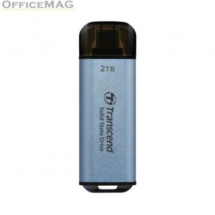 Твърд диск Transcend 2TB, USB External SSD, ESD300C, USB 10Gbps, Type C, Sky Blue