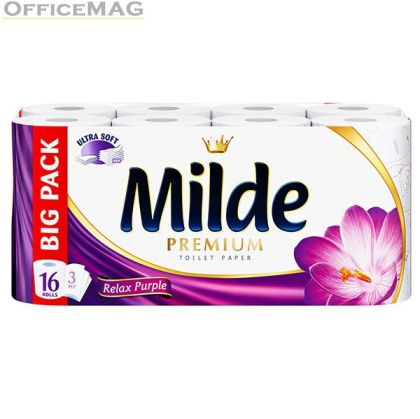 Тоалетна хартия Milde 100% целулоза, трипластова 16 бр. Relax Purple