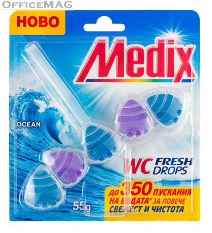 Ароматизатор за тоалетна Medix WC Fresh Drops Блокче, комплект 55 g, Ocean