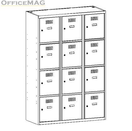 Метален гардероб Malow Wardrobe Locker SUS434W С 12 отделения, 120x50x180 cm Сив