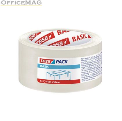 Лепяща лента Tesa Basic Pack Опаковъчна хотмелт 50 mm x 66 m, Безцветна