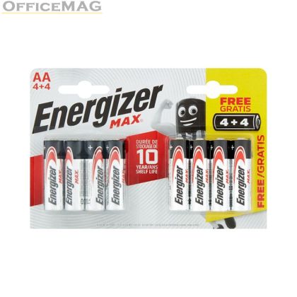 Батерия Energizer MAX R06/AA Алкална усилена, 1.5V, 4+4 бр.