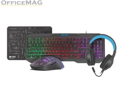 Комплект Fury Gaming Combo Set 4in1 Thunderstreak 3.0 Keyboard + Mouse + Headphones + Mousepad, US Layout