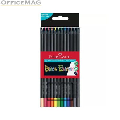 Цветни моливи Faber-Castell Black Edition Триъгълни, 12 цвята