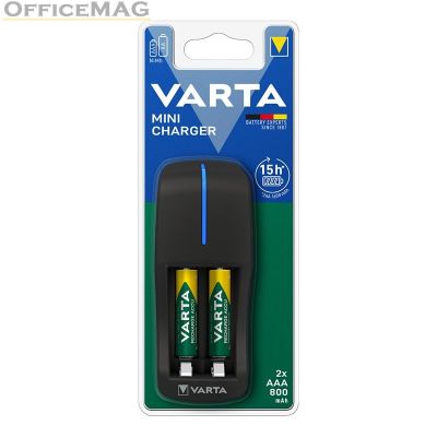 Батерия Varta Power Accu R2U/AAA със зарядно Презареждаща 800 mAh, 1.2V, 2 бр., За 1/2 батерии AA/AAA