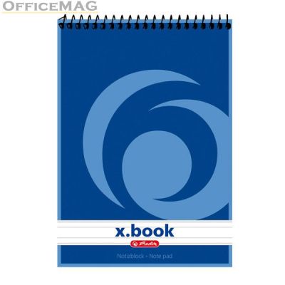 Бележник Herlitz X-book Меки сини корици със спирала, А5 50 л. с редове