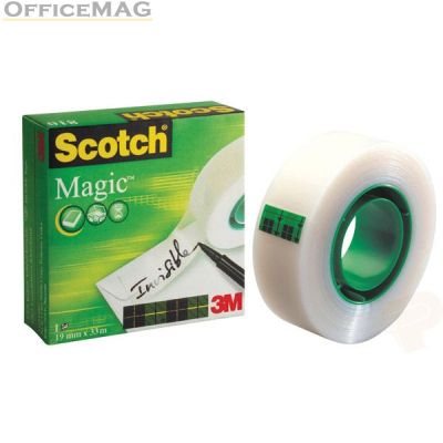 Лепяща лента Scotch Magic 810 Канцеларска невидима 19 mm x 33 m, Безцветна