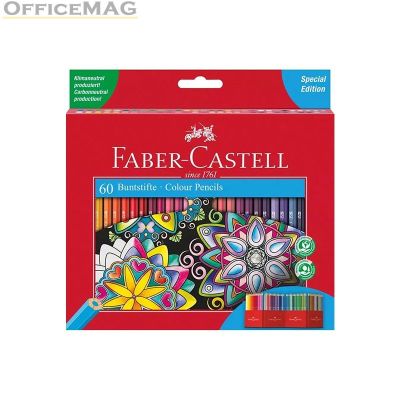 Цветни моливи Faber-Castell Шестоъгълни, 60 цвята