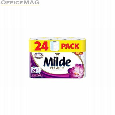 Тоалетна хартия Milde 100% целулоза, трипластова 24 бр. Relax Purple