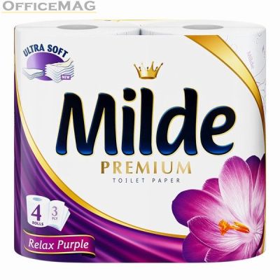 Тоалетна хартия Milde 100% целулоза, трипластова 4 бр. Relax Purple