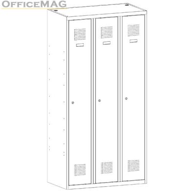 Метален гардероб Malow Wardrobe Locker SUM330W С 3 отделения, 90x50x180 cm Сив