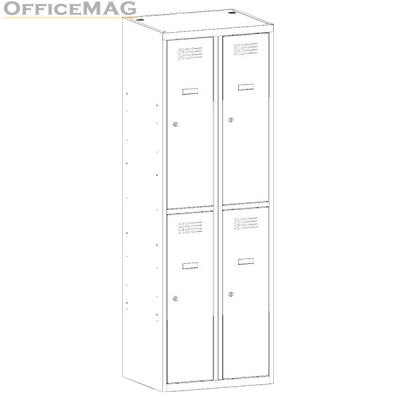 Метален гардероб Malow Wardrobe Locker SUS322W С 4 отделения, 60x50x180 cm Сив