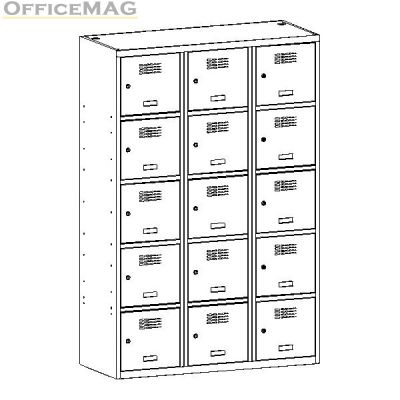 Метален гардероб Malow Wardrobe Locker SUS435W С 15 отделения, 120x50x180 cm Сив