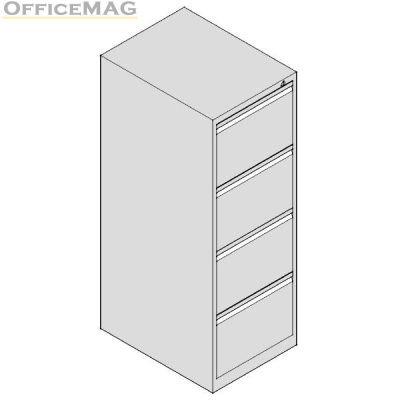 Шкаф за висящи папки Практик AFC04 Единичен с 4 чекмеджета, 46.6x63.1x133 cm, Сив