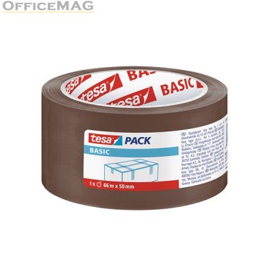 Лепяща лента Tesa Basic Pack Опаковъчна хотмелт 50 mm x 66 m, Кафява