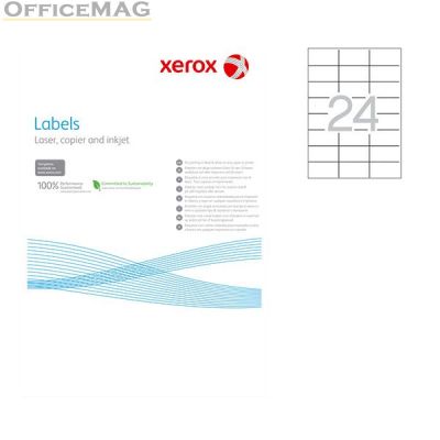 Етикети Xerox Бели, прави ъгли, 70x37 mm А4 100 л. 24 етик./лист