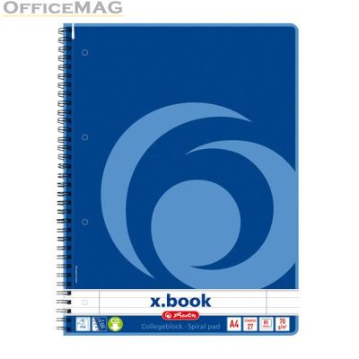 Тетрадка Herlitz X-book Меки корици, спирала, А4 80 л. с редове