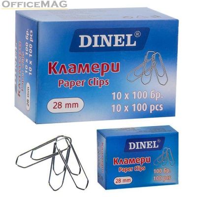 Кламери Dinel Никелирани 28 mm, 100 бр.