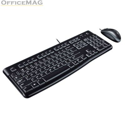 Клавиатура и мишка Logitech Desktop MK120 USB, Черни