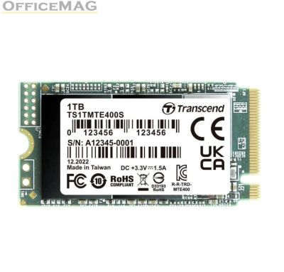 Твърд диск Transcend 1TB, M.2 2242, PCIe Gen3x4, NVMe, 3D TLC, DRAM-less