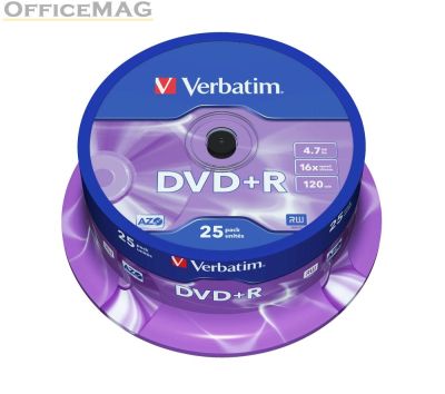 Медия Verbatim DVD+R AZO 4.7GB 16X MATT SILVER SURFACE (25 PACK)