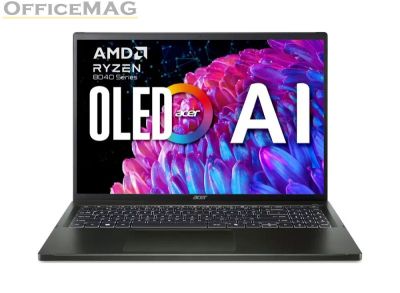 Лаптоп Acer Swift Edge SFE16-44-R72Z, AMD Ryzen 7 8840U with Personal AI(up to 5.1GHz, 16MB), 16" 3.2K OLED 120Hz, WQXGA+(3200x2000), 32GB LPDDR5, 1024GB PCIe NVMe SSD, AMD Radeon, Micro SD reader, QHD cam+mic, FPR, WiFi 6E, BT, KB Backlit, Win 11 Home, B