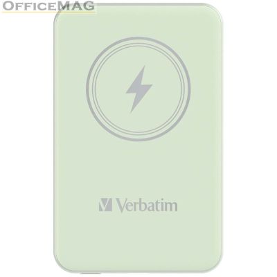 Външна батерия Verbatim MCP-5GN Power Pack 5000 mAh with UBS-C® PD 20W / Magnetic Wireless Charging 15W Green