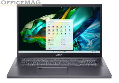 Лаптоп Acer Aspire 5, A517-58M-566N, Intel Core i5-1335U (3.4GHz up to 4.6 GHz, 12MB), 17.3" FHD (1920 x 1080) IPS SlimBezel, 16GB LPDDR5, 512GB PCIe NVMe SSD, Intel UMA, Wifi 802.11AX, BT, FHD Cam+mic, KB Backlight, No OS, Gray