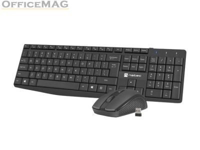 Комплект Natec Set 2 in 1 Keyboard Black Squid + Mouse Wireless US Layout