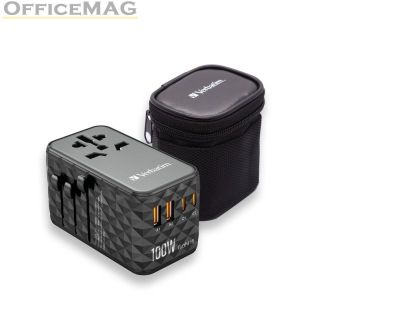 Адаптер Verbatim UTA-06 GaN III Universal Travel Adapter with 2 x USB-C PD 100W & QC 4+ / 2 x USB-A QC 3.0