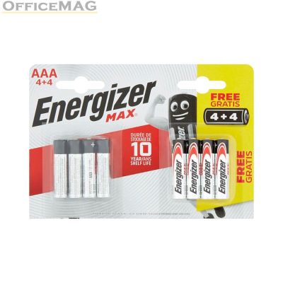 Батерия Energizer MAX R03/AAA Алкална усилена, 1.5V, 4+4 бр.